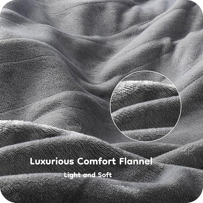 Electric Heated Blanket Full Size 72×84, Breathable & Luxurious Flannel,Soft Warm Gift with Over-Heat Protection,4 Heating Levels & 10 H Auto Shut Off, Machine Washable, Light Grey