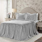 Lush Decor Ticking Stripe Bedspread King Size 3 Piece Set Black - Ruffle Bedding Set King Bedspreads - Striped Bedding - Farmhouse & Coquette Decor