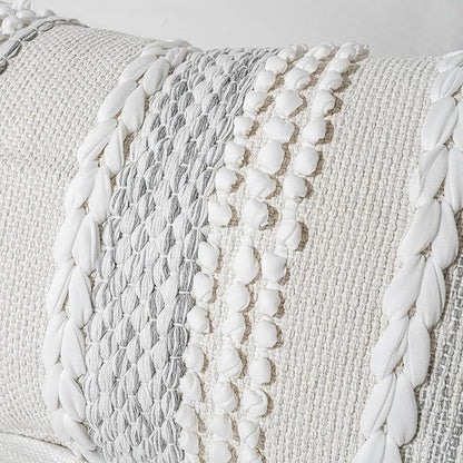 BlissBlush Gray Decorative Lumbar Pillow Cover 14x24, Boho Accent Throw Pillow Case for Couch Sofa Bed, Modern Farmhouse Textured Lumbar Cushion Bedroom Living Room, Cover ONLY