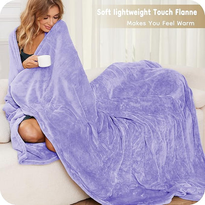 Electric Heated Blanket King Size 90×100, Comfortable & Luxurious Flannel, 4 Heating Levels & 10 H Auto Shut Off, Light Purple