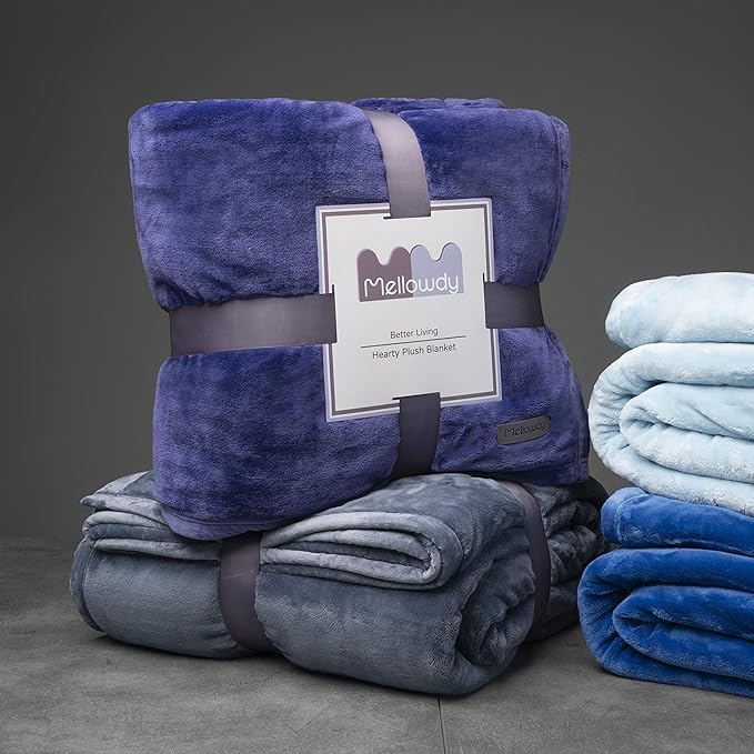 Mellowdy Extra Thick Hearty Plush Flannel Blanket (Violet Purple, 108x90) - 500GSM King Size Warm Blanket for Winter, Fall | Soft, Fluffy, Cuddly, Perfect for Bed, Oversized Throw for Couch, Sofa