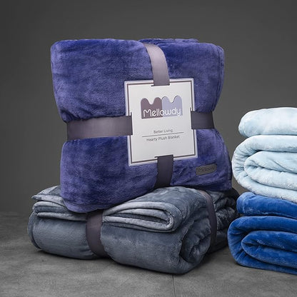 Mellowdy Extra Thick Hearty Plush Flannel Blanket (Violet Purple, 108x90) - 500GSM King Size Warm Blanket for Winter, Fall | Soft, Fluffy, Cuddly, Perfect for Bed, Oversized Throw for Couch, Sofa