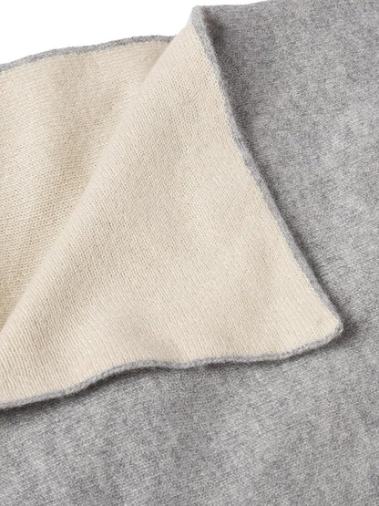 State Cashmere Reversible Throw Blanket - Ultra Soft Accent Blanket for Couch, Sofa & Bed Made with 100% Inner Mongolian Cashmere - Crafted Home Accessories - (Beige/Heather Grey, 60"x50")