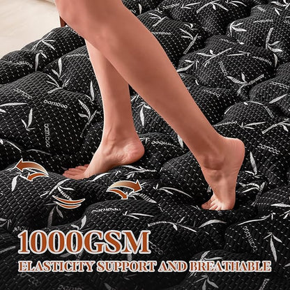 100% Waterproof Twin XL Size Mattress Topper, Thick Pillow Top Mattress Pad，Up to 22 Inch Deep Pocket, Soft Breathable Mattress Pad for Back Pain，Protector Cover (Black)