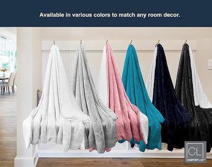 Comfort Lab Reversible Flannel Sherpa Blanket - Elegant Fluffy Bed Blankets for Bedroom and Home Decor - Anti Pilling Non Shedding Cozy & Warm Fleece Cover - Twin/Twin XL (66" x 90") - Teal