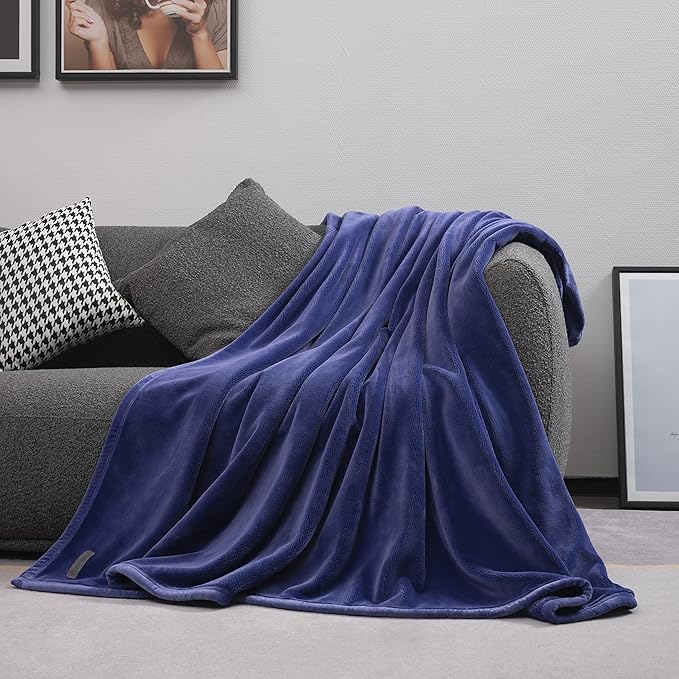 Mellowdy Extra Thick Hearty Plush Flannel Blanket (Violet Purple, 108x90) - 500GSM King Size Warm Blanket for Winter, Fall | Soft, Fluffy, Cuddly, Perfect for Bed, Oversized Throw for Couch, Sofa
