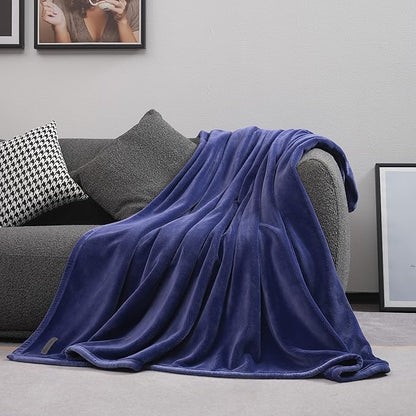 Mellowdy Extra Thick Hearty Plush Flannel Blanket (Violet Purple, 108x90) - 500GSM King Size Warm Blanket for Winter, Fall | Soft, Fluffy, Cuddly, Perfect for Bed, Oversized Throw for Couch, Sofa