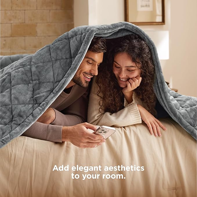 Bedsure Electric Blanket Queen Size - Dual Control Heated Weighted Blanket Queen with 10 Heat Settings, Fast Heating with 10 Time Settings (84x90 inches, Formal Gray)