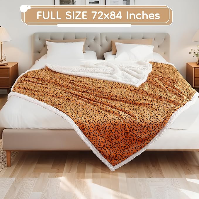 Electric Heated Blanket Full Size 72x84 - Leopard Print Flannel Soft Heating Blanket with 10 Heat Levels & Auto Shut Off, Machine Washable Warm Throw for Bed Couch, Black Yellow