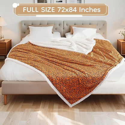 Electric Heated Blanket Full Size 72x84 - Leopard Print Flannel Soft Heating Blanket with 10 Heat Levels & Auto Shut Off, Machine Washable Warm Throw for Bed Couch, Black Yellow