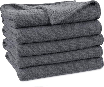HILLFAIR 100% Cotton Blanket- 120" x 120" XXL Oversized King Bed Blankets - Family Size 10 ft x 10 ft Big - All Season Soft Cozy Breathable Blankets for Bed - Extra Large King Cotton Blanket- Grey