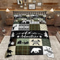 Castle Fairy Deer Antlers Bedding Set Twin Size,Bear Pine Arrow Hunting Adventure Comforter Cover Set for Kids Girls,Camper Retro Green Plaid Checkered Bedding Quilt Cover Set Bedroom Decor, 2 Pcs