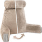 Husband Pillow Medium Aspen Edition Cowboy Taupe, Sit Up Reading & Bed Rest with Arms, Ultra-Comfy, Detach Neck Roll - Premium Shredded Memory Foam Backrest, Reverses to Micro: Suede or Plush