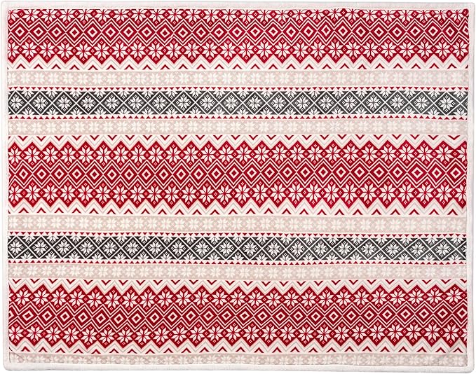 PAVILIA Premium Christmas Sherpa Throw Blanket, Red White Snowflake Holiday Blanket, Ultra-Soft Reversible Fleece Winter Throw for Home Decoration, Cozy Plush 60x80