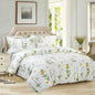 FADFAY Shabby Floral Duvet Cover Set White and Green Cotton Bedding Set with Hidden Zipper Closure 3 Pieces, 1duvet Cover & 2pillowcases (Full Size, Simple Style)
