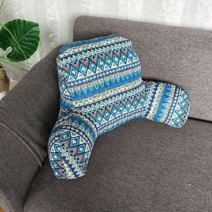 Bohemian Printed Reading Pillow with Support Arms Soft Bed Rest Pillows Back Support Cushion for Kids Reading Watching TV Sitting Up in Bed (23"×16"×10",Red)