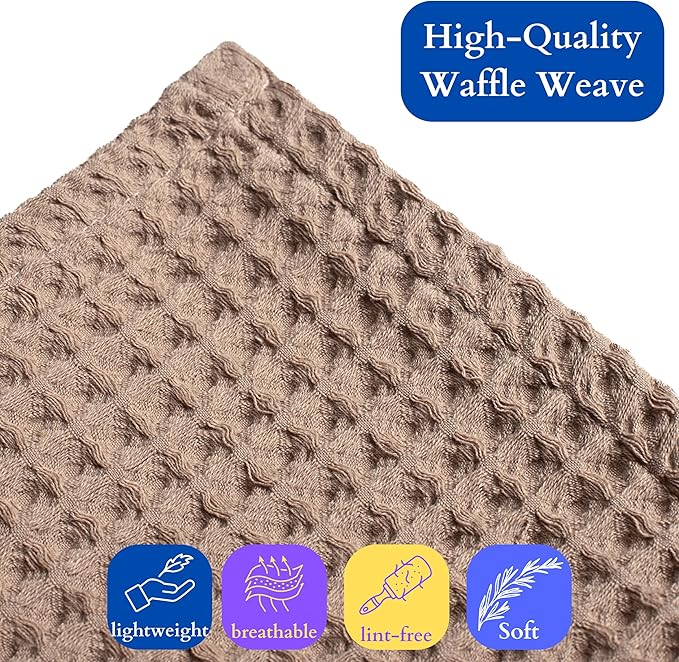 Premium Waffle Blanket Queen XL Size Brown - Luxury, Pure 100% Turkish Cotton, Light & Airy Waffle Weave All-Season Quilt - Decorative Bedspread (Brown, Queen XL 95" x 102" Inch)
