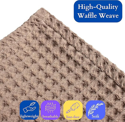 Premium Waffle Blanket Queen Size Brown - Premium Quality, 100% Turkish Cotton, Light and Airy Waffle Weave All-Season Quilt - Lux Decorative Bedspread (Brown, Queen 91" x 95" Inch)