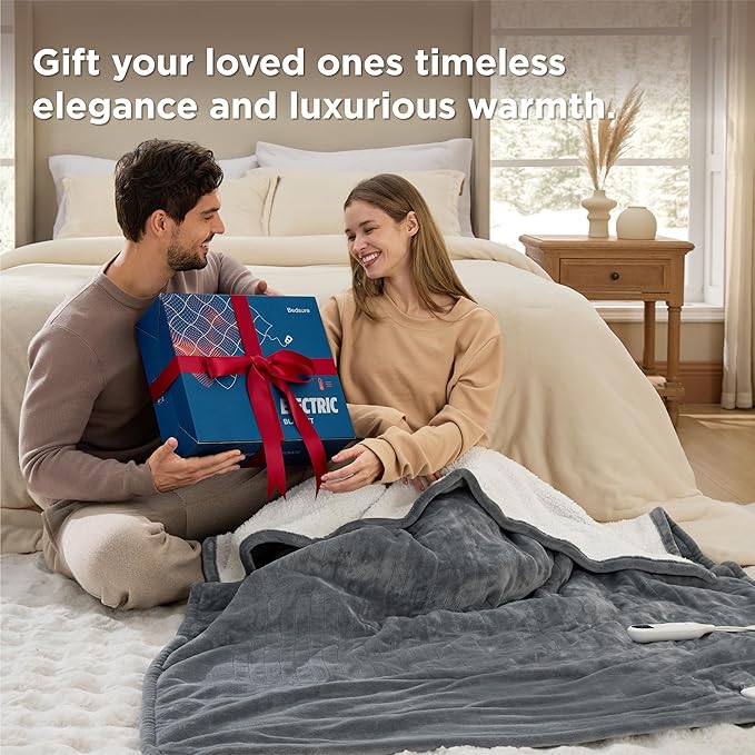 Bedsure Heated Blanket Throw Blanket - Fast Heating Electric Blanket, Soft Flannel Heated Throw with 4 Time Settings, 6 Heating Settings, Warm Gifts for Women Men (50x60 inches, Purple)
