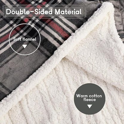 Heated Blanket Electric Blanket Full Size 72''x84'', Soft Flannel Heating Blanket with 12 Hour Auto Off - 10 Heat Settings - Machine Washable - Gray & Red