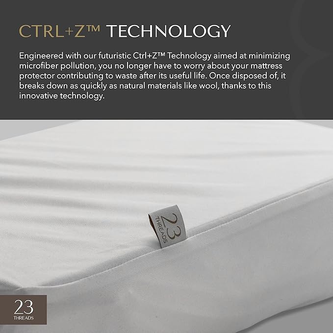 23 Threads K161 Series Soft Waterproof Noiseless Mattress-Protector Cover, Breathable, Fitted, Washable, with Ctrl+Z Technology, Mattress Not Included, 16 Inch Deep, FullXL