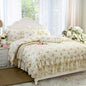 FADFAY Rosette Floral Print Duvet Cover Set Princess Lace Ruffle Bedding Set for Girls 3 Pieces Twin Extra Long Size
