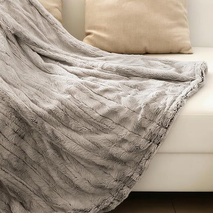 Electric Heated Blanket Throw Size 50" x 60", Super Cozy Warmth Soft with 4 Heating Levels & 10 Hours Auto Off, Plush Faux Fur, Machine Washable, Home Office Use,Light Brown