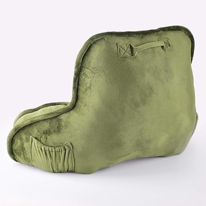 Home Soft Things Super Soft Bedrest Reading Pillow, Lounger Backrest Pillow for Sitting in Bed with Arms Pockets, 20" x 18" x 17", Sage