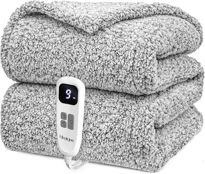 Heated Blanket Electric Blanket Full - Fast Heating Blanket Throw Double Sided Sherpa Ultra Soft Cozy with 10 Heating Levels & 2-10 Hours Auto Off, Mashine Washable, 72 x 84 Inches, Grey