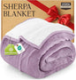 Utopia Bedding Sherpa Blanket California King Size (Lilac, 102x96 Inches) - Soft Lightweight Plush Fleece Reversible Blanket for Bed, Sofa, Couch, Camping and Travel