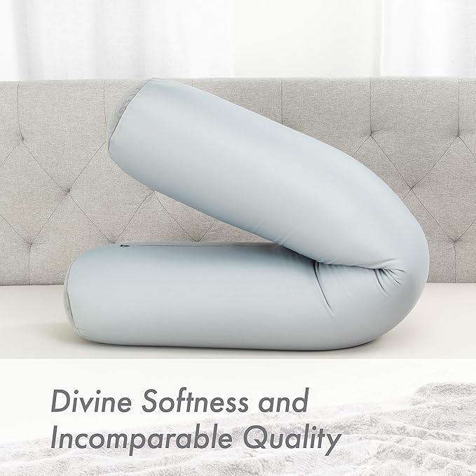 Case Only - Body Pillow Cover Stylish Silky Super Soft - 85% Spandex/ 15% Nylon, Beauty - Anti Wrinkle, Anti Aging Prevention - Breathable Pillowcase Design - Gentle on Hair Size 48 X 8, Light Grey