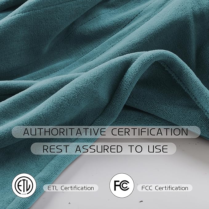 Heated Electric Blanket 62"x84" Twin Size, Soft Coral Fleece Electric Blanket with 4 Heating Levels & 10 Hours Auto-Off,Fast Heating, Warm Cozy, Machine Washable for Home & Office - Teal
