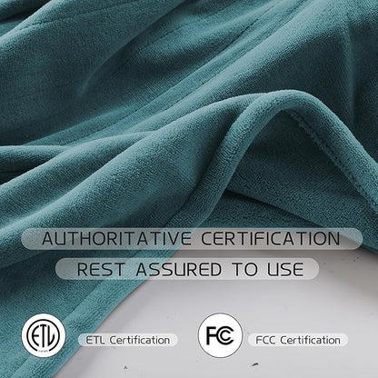 Heated Electric Blanket 62"x84" Twin Size, Soft Coral Fleece Electric Blanket with 4 Heating Levels & 10 Hours Auto-Off,Fast Heating, Warm Cozy, Machine Washable for Home & Office - Teal