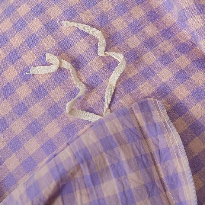 BuLuTu Purple Check Duvet Cover Set Full Cotton Soft Breathable Bedding Duvet Cover for Kids Boys Buffalo Plaid Purple Comforter Cover Set 【 3Pcs -1 Full Duvet Cover Set + 2 Pillowcases】