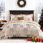 MaiRêve Queen Comforter Set, Classic Plaid Farmhouse Bedding Sets 7 Pieces, Beige All Season Bed in A Bag with Sheets, Pillowcases & Shams