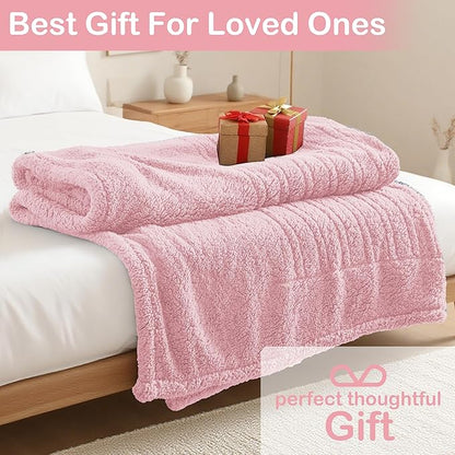 Electric Heated Blanket Full Size 72"×84" with 6 Heating Levels & 1-10Hs Auto Off, Heating Blanket Double Sided Plush Sherpa, Fast Heating, Machine Washable for Christmas Gift - Light Pink