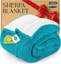 Utopia Bedding Sherpa Blanket King Size (Turquoise, 90x102 Inches) - Soft Lightweight Plush Fleece Reversible Blanket for Bed, Sofa, Couch, Camping and Travel