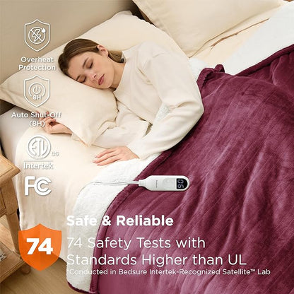 Bedsure Electric Blanket Twin - Soft Flannel Heated Blanket, Fast Heating with 10 Time Settings & 6 Heat Settings, for Grandma, Women, Men (62x84 inches, Red)