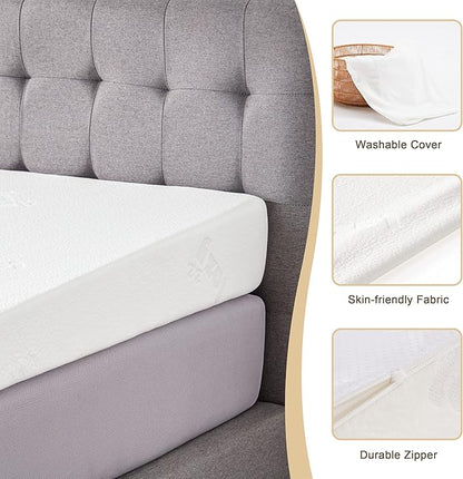 Wedge Mattress Elevator 7-Inch Inclined Mattress Topper for Acid Reflux, GERD, Neck & Back Pain, Snoring, Under Bed Wedge Mattress with Washable Cover & Non-Slip Bottom for Bedroom, Queen