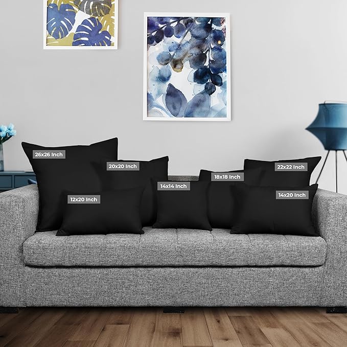 Utopia Bedding 26x26 Pillow Inserts, Set of 2, Black – Indoor Decorative Throw Pillows for Bed, Sofa & Couch – Soft, Supportive & Fluffy Cushion Inserts
