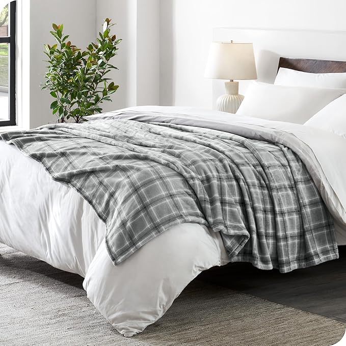Bare Home Fleece Blanket - Full/Queen - Ultra-Soft Lightweight for Bed, Sofa, and Couch - Luxury Microplush - Cozy Warm Blanket (Full/Queen, Tartan Plaid)
