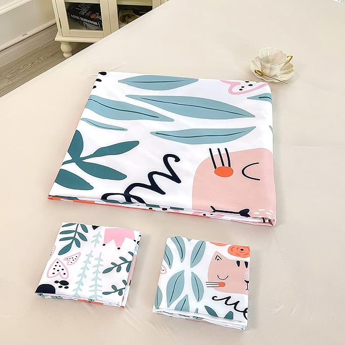 CVHOUSE Cat Duvet Cover Set, Cartoon Cat Comforter, King Size, 3 Piece Set (1 Quilt Cover, 2 Pillowcases)