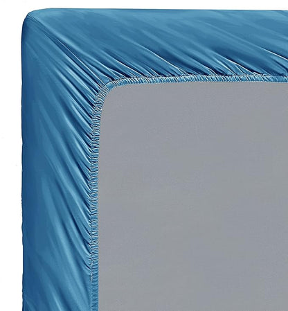 100 Supima Cotton Sheets 600 Thread Count,Bed Sheet Set Queen Sheets 4 Pieces,Soft & Silky Sateen Weave, Fits Mattress Up to 18'',Deep Pocket, Breathable & Fade Resistant (Peacock Blue, Queen)