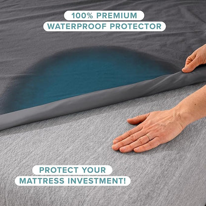 Bare Home King Size Mattress Protector - 100% Waterproof & Breathable - Premium Cooling Mattress Cover - Protects Against Spills - Vinyl Free Noiseless - Protect Your Mattress (King, Grey)