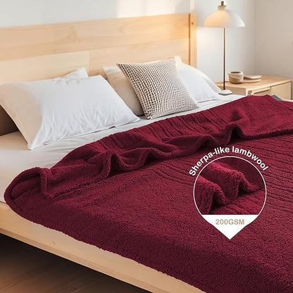 Electric Heated Blanket Full Size 72"×84" with 6 Heating Levels & 1-10Hs Auto Off, Heating Blanket Double Sided Plush Sherpa, Fast Heating, Machine Washable for Christmas Gift - Red
