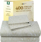 California Design Den Full Size Bed Sheets Set - 400 Thread Count Sateen, Natural 100% Cotton Sheets, Deep Pocket and Durable Bedding - Paisley Pattern, Beige