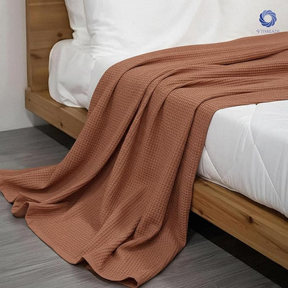 100% Long Staple Cotton Waffle Multipurpose Blanket | Soft & Breathable, Lightweight All-Season Throw for Bed/Couch/Sofa | Machine Washable |n (Waffle-Coffee, King (U.S. Standard))