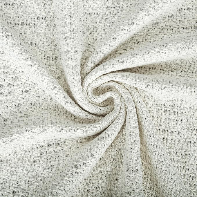 HILLFAIR 100% Cotton Blanket- 120" x 120" XXL Oversized King Bed Blankets - Family Size 10 ft x 10 ft Big - All Season Soft Cozy Breathable Blankets for Bed - Extra Large King Cotton Blanket- Ivory