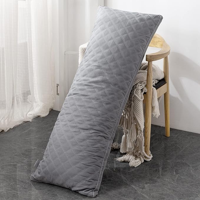 Leeden Body Pillow Insert - Full Body Pillow for Adults - Large Long Bed Pillow for Side Sleeper - Firm Breathable Support - 20 x 54 Inch - Grey