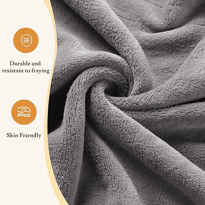 Electric Heated Blanket 90"x100" King Size - 4 Heat Settings & Dual Controllers, 10H Auto Shut Off, Ultra-Soft Coral Fleece Heated Blanket with Overheat Protection, Light Grey